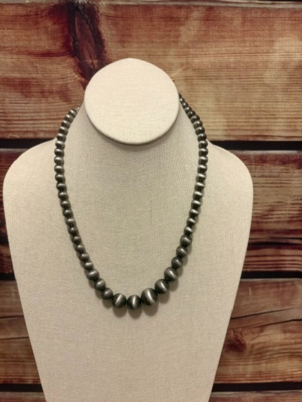 ISAC 16" Graduated Western Silver Tone Bead Necklace, Handmade NWT